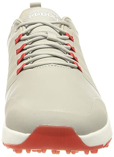Skechers Men's Elite 4 Victory Spikeless Golf Shoe Sneaker, Gray/Red, 10