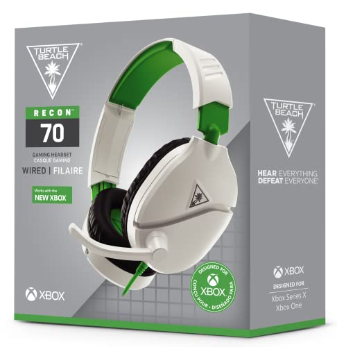 Turtle Beach Recon 70 Xbox Gaming Headset for Xbox Series X|S, Xbox One, PS5, PS4, PlayStation, Nintendo Switch, Mobile, and PC with 3.5mm - Flip-to-Mute Mic, 40mm Speakers - White