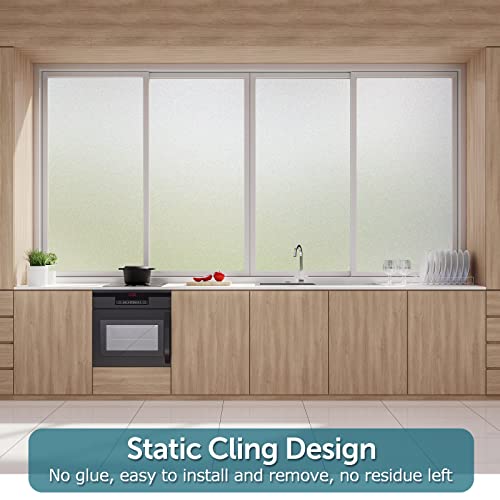 HIDBEA Frosted Window Privacy Film - Non Adhesive Static Cling glass Stickers Sun UV Blocking Heat Control Door Covering Decals for Home Office, 17.5 x 78.7 Inch