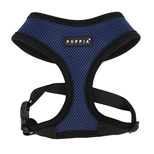Puppia Soft Dog Harness No Choke Over-The-Head Triple Layered Breathable Mesh Adjustable Chest Belt and Quick-Release Buckle, Royal Blue, X-Large