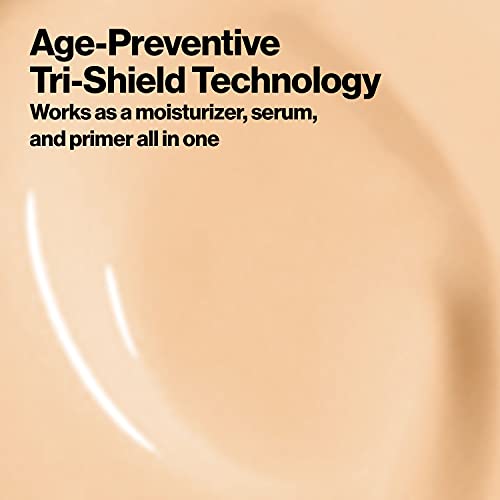 Liquid Foundation by Revlon, Age Defying 3XFace Makeup, Anti-Aging and Firming Formula, SPF 30, Longwear Medium Buildable Coverage with Natural Finish, 030 Soft Beige, 1 Fl Oz