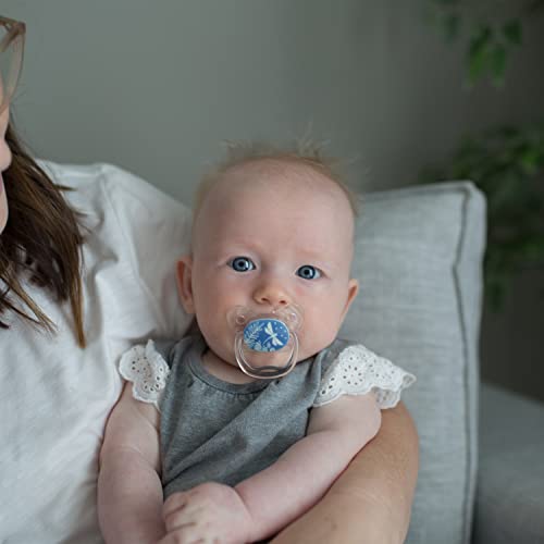 Dr. Brown's PreVent Orthodontic Baby Pacifier, Suction Free Air Channel, Contoured Butterfly Shield is Gentle on Face, Made in USA, Stage 1, 0-6m, 2-Pack, Glow in the Dark - Pink