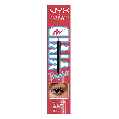 NYX PROFESSIONAL MAKEUP Vivid Brights Liquid Liner, Smear-Resistant Eyeliner with Precise Tip - On Red