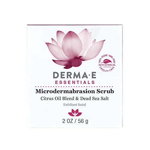 DERMA E Microdermabrasion Scrub with Dead Sea Salt and Citrus Essential Oils – Facial Exfoliating Scrub Smooths, Revitalizes and Renews – Ideal for Scars and Wrinkles, 2oz