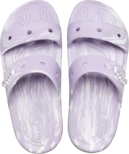 Crocs Unisex-Adult Classic Tie Dye Two-Strap Sandals, Lavender/Multi, 7 Men/9 Women