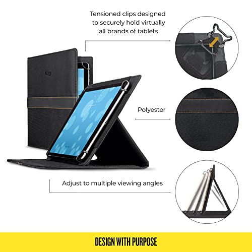 Solo New York Metro Universal Fit Tablet/eReader Booklet, 8.5' to 11', Black/Orange