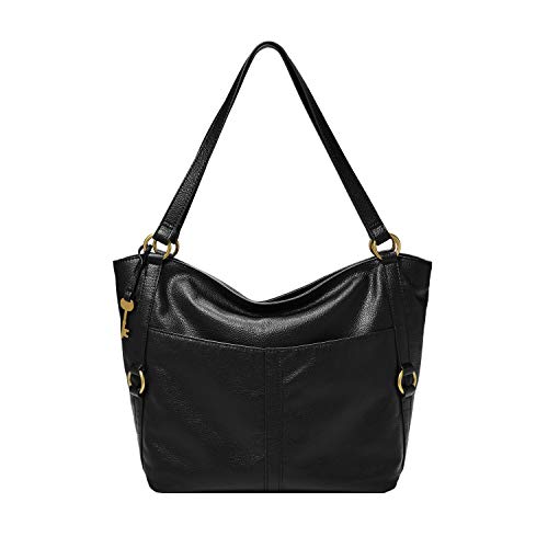 Fossil Women's Sam Leather Tote Bag Purse Handbag, Black (Model: ZB1464001)