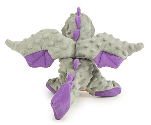 goDog Bubble Plush Dragons Squeaky Dog Toy, Chew Guard Technology - Gray, Large