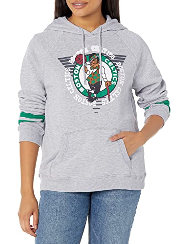 Ultra Game NBA Boston Celtics Womens Soft Fleece Pullover Hoodie Sweatshirt With Varsity Stripe, Heather Gray, Large