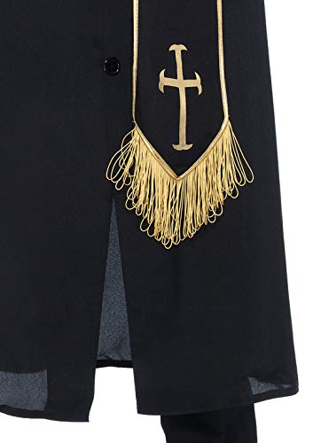 Leg Avenue mens - 2 Piece Priest Set Â– Priest Robe With Attached Cape Halloween for Men Adult Sized Costumes, Black, Medium Large US