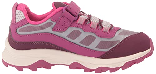 Merrell Moab Speed Low Alternative Closure Waterproof Hiking Sneaker, Grey/Berry, 7 US Unisex Big Kid