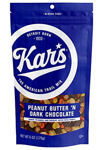 Kar's Nuts Peanut Butter 'N Dark Chocolate Trail Mix 6oz Resealable Pouch (Pack of 6)