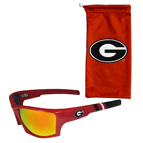 Siskiyou Sports NCAA Georgia Bulldogs Unisex Edge Wrap Sunglass and Bag Set, Team Colors, One Size