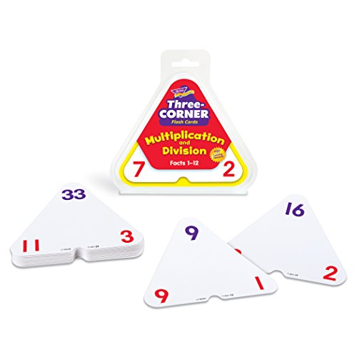 TREND ENTERPRISES: Three-Corner Multiplication and Division Flash Cards, Interactive Self-Checking Cards, Exciting Way for Everyone to Learn, 46 Two-Sided Cards Included, Ages 8 and Up