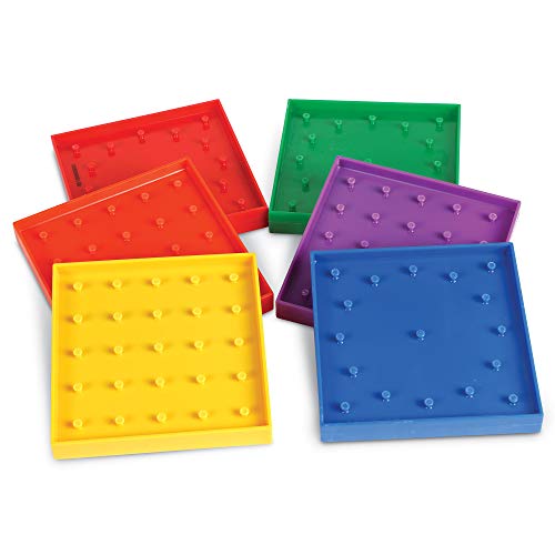 Learning Resources 5-Inch Double-Sided Assorted Geoboard Shapes - 6 Pieces, Ages 5+ Kindergarten Learning Toys, Math Manipulatives for Kids