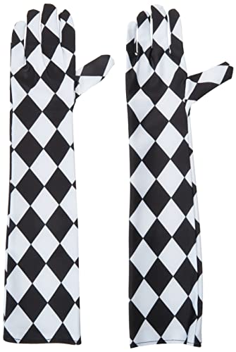Leg Avenue Women's Satin Harlequin Elbow Length Gloves, Black/White, One Size