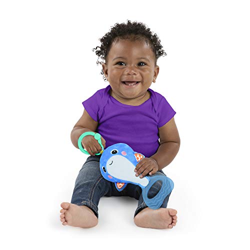 Bright Starts Whale-a-roo Pull and Shake Activity Toy with Pull String, Stuffed Animal for Baby, Newborn and up, Multicolor