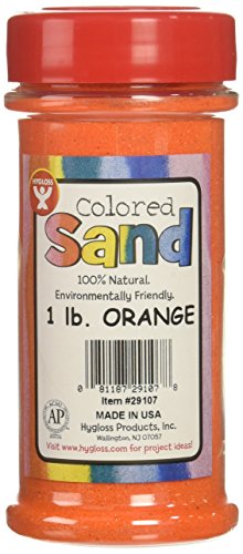 Hygloss Products Colored Play Sand - Assorted Colorful Craft Art Bucket O' Sand, Orange, 1 lb