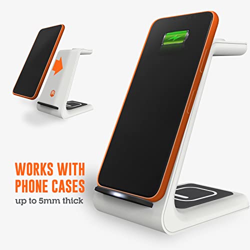 STM ChargeTree - Multi-Device Wireless Charging Station for iPhone/Samsung/Android, AirPods, Apple Watch - Qi Certified Charging Stand - White (stm-931-283Z-01)