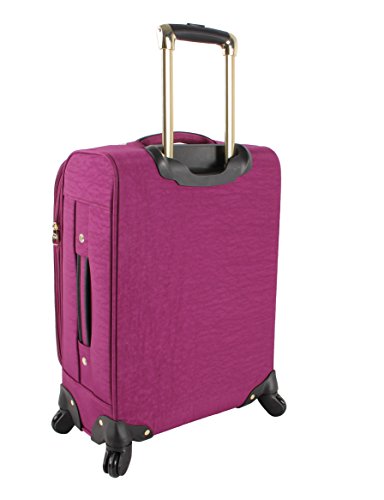 Steve Madden Designer Luggage Collection - Lightweight Softside Expandable Suitcase for Men and Women - Durable 20 Inch Carry On Bag with 4-Rolling Spinner Wheels (Peek-A-Boo Purple)