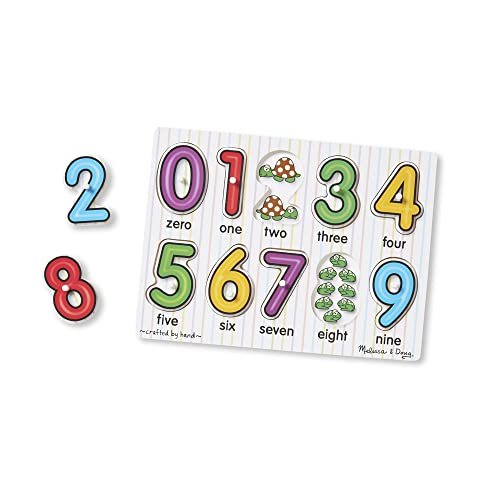 Melissa and Doug Lift and See Numbers Wooden Peg Puzzle - 10 Pieces - FSC-Certified Materials