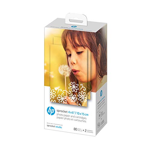 HP Sprocket Studio 4x6 Photo Paper and Cartridges (80 Sheets - 2 Cartridges) Compatible ONLY with HP Studio Printer.
