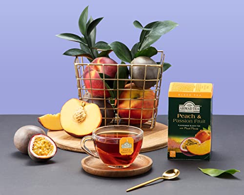 Ahmad Tea Black Tea, Peach And Passion Fruit Teabags, 20 ct (Pack Of 6) - Caffeinated And Sugar-Free