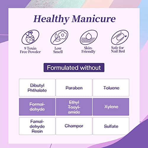 Morovan Dip Powder Nail Kit 8 Colors Nail Dip Powder Kit with Dip Powder Liquid Set Purple and Blue Powder for Starter French Nail Art Manicure DIY Salon