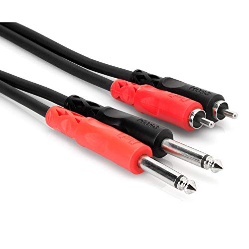 Hosa CPR-202 Dual 1/4' TS to Dual RCA Stereo Interconnect Cable, 2 Meters