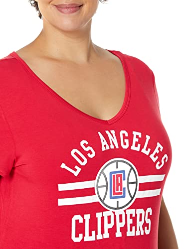 Ultra Game NBA Los Angeles Clippers Womens Box Out Varsity Stripe Tee Shirt, Team Color, X-Large