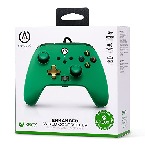 PowerA Enhanced Wired Controller for Xbox Series X|S - Green, Gamepad, Wired Video Game Controller, Gaming Controller, Works with Xbox One - Xbox Series X