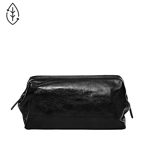 Fossil Leather Travel Toiletry Bag Shave Dopp Kit , Black (Model: MLG0724001)
