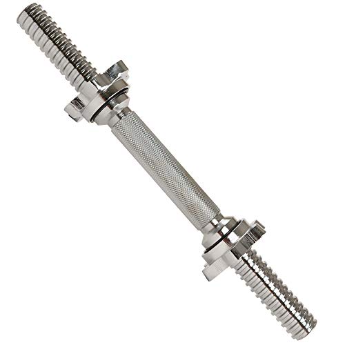 Sunny Health and Fitness 14 in Threaded Chrome Dumbbell Bar Pairs with Ring Collars - STDBH-14