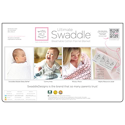 SwaddleDesigns Large Receiving Blanket, Ultimate Swaddle for Baby Boys, Girls, Softest US Cotton Flannel, Best Shower Gift, MADE in USA, Sterling Mod Circles on Soft Pink, Mom’s Choice Winner