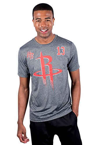 NBA James Harden Houston Rockets Men's T-Shirt Short Sleeve Tee Shirt, Large, Charcoal