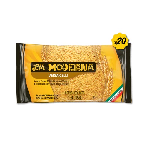La Moderna Vermicelli Pasta, Noodles, Durum Wheat, Protein, Fiber, Vitamins, 7 Oz, Pack of 20