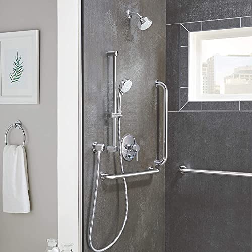 GROHE 40421001 Essentials 12-Inch Metal Grab Bar for Bathroom and Shower, Starlight Chrome