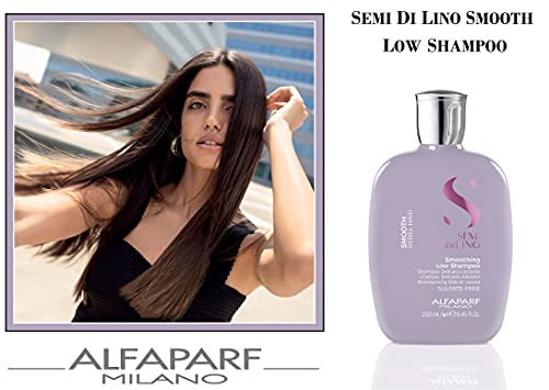 Alfaparf Milano Semi Di Lino Smooth Low Shampoo for Frizzy and Rebel Hair, Sulfate Free, Straightens Controls Hydrates, Smoothes Unruly Hair, 8.45 Fl Oz