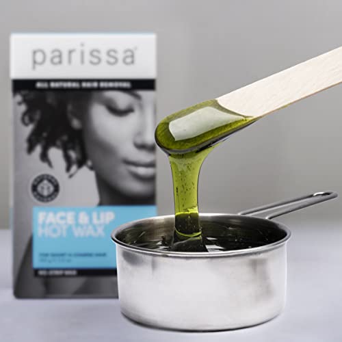 Parissa No-Strip Face and Lip Hot Wax Kit for Short and Coarse Hair Removal At-Home Waxing Kit on Face, Chin, and Upper Lip, Blue