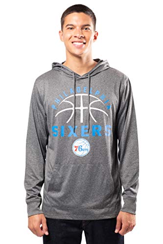 Ultra Game NBA Philadelphia 76ers Mens Super Soft Lightweight Pullover Hoodie, Heather Charcoal , X-Large