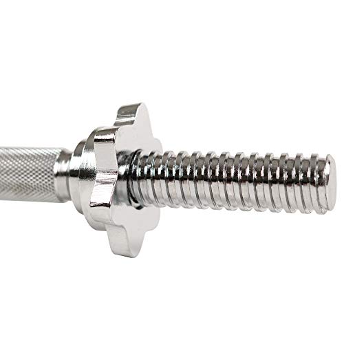 Sunny Health and Fitness 14 in Threaded Chrome Dumbbell Bar Pairs with Ring Collars - STDBH-14