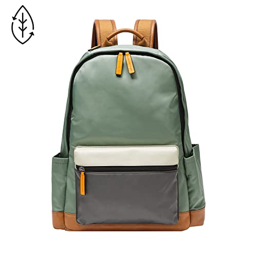 Fossil Unisex Buckner Fabric Backpack with Travel Strap Bag, Color: Sage (Model: MBG9586343)