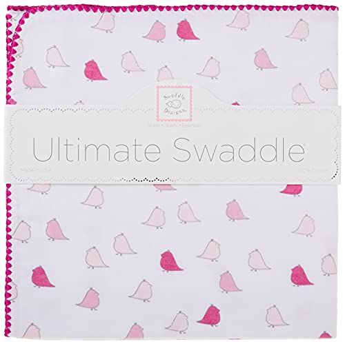 SwaddleDesigns Large Receiving Blanket, Ultimate Swaddle for Baby Boys and Girls, Softest US Cotton Flannel, Best Shower Gift, MADE in USA, Little Chickies Very Berry, Mom’s Choice Winner,SD-404VB