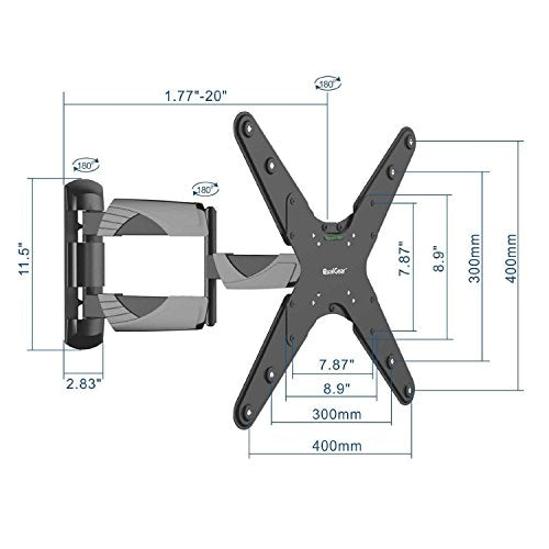 QualGear Qg-TM-A-012 Universal Ultra Slim Low Profile Articulating Wall Mount for 23-55 Inches LED TVs, Black [UL Listed]