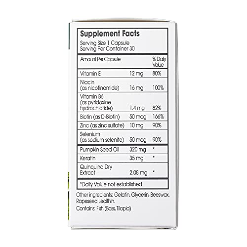 Klorane KERATINcaps Dietary Supplements with Biotin, Quinine, B Vitamins for Thicker, Stronger Hair and Nails, Caffeine-Free, Dye Free, 30 Day Supply