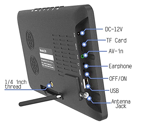LEADSTAR 9 Inch Portable Small Digital ATSC TFT HD Screen Freeview LED TV for Car,Caravan,Camping,Outdoor or Kitchen.Built-in Battery Television/Monitor with Multimedia Player Support USB Card