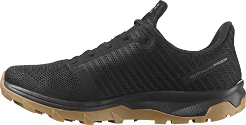 Salomon Outbound Prism Gore-TEX Hiking Boots for Men, Black/Black/Gum1a, 12