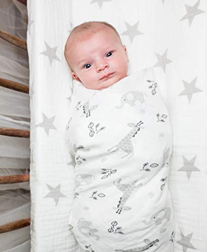 lulujo Baby Swaddle Blanket| Unisex Softest 100% Cotton Muslin Swaddle Blanket| Neutral Receiving Blanket for Girls and Boys | 47in x 47in Afrique