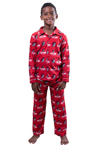 Ultra Game NBA Portland Trail Blazers Youth 2 Piece Soft Tee Shirt and Lounge Pants Sleepwear Loungewear Pajama Set, Team Color, 7