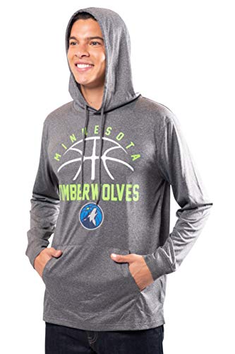 Ultra Game NBA Minnesota Timberwolves Mens Super Soft Lightweight Pullover Hoodie, Heather Charcoal , Small